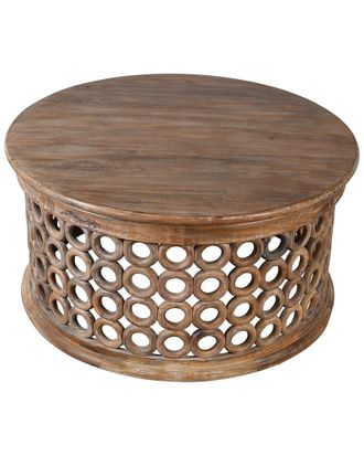 LR Home Lr Home Emma Farmhouse Lattice Solid Wood Handmade Coffee Table