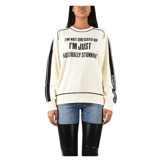 Elisabetta Franchi Jersey de punto con cuello redondo - Knitwear - Mujer - Beige - 2XL