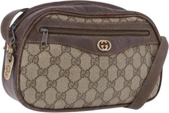 Gucci Pre-owned Vintage GG Canvas Schoudertas - Dames - Vintage Schoudertas - Beige - ONE Size - Leer - Vintage