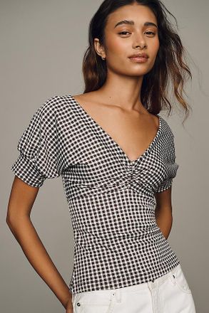Maeve Gingham Short-Sleeve Blouse