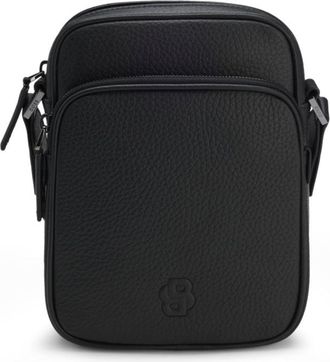 BOSS Italian-leather reporter bag with Double B monogram