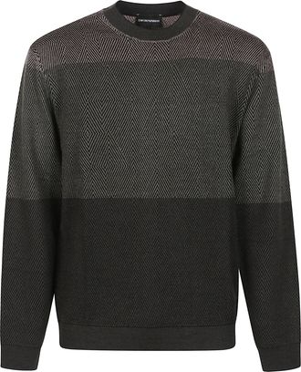 Emporio Armani Geometric Patterned Virgin Wool Sweater