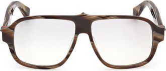 Christian Louboutin 59mm Navigator Sunglasses in Brown Horn Effect /Bronze at Nordstrom