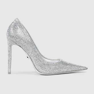 Gucci Womens Donna Crystal Pump, Silver, Metal