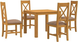vidaXL Conjunto De Comedor 5 Uds. Gris Madera De Roble S&oacute;lido Vidaxl