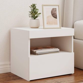 Berkfield Home Bedside Cabinets with LED Lights 2 pcs White 50x40x45 cm | Size: 50 x 40 x 45 cm