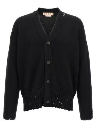 Marni Logo Stickerei Strickjacke