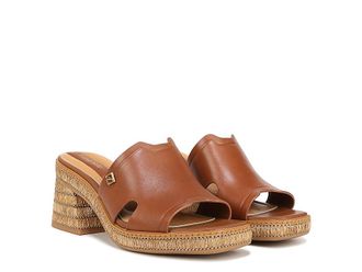 Franco Sarto Florence Fashion Slide Heeled Sandals Womens Sandals Cognac Brown Leather : 8.5 M, Textile