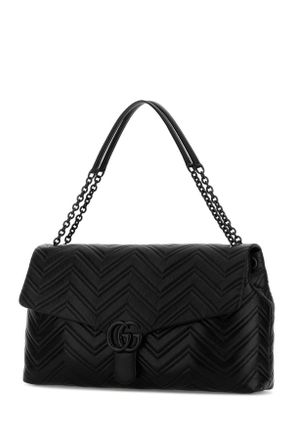 Gucci Womens Black Leather Maxi Gg Marmont Shoulder Bag Nero Borse A Mano