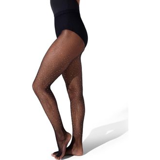 Capezio All-Over Rhinestone Fishnet Tight in Black at Nordstrom, Size Large/x-Large