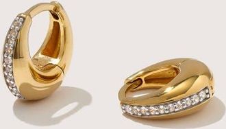 Otiumberg 14kt Gold Vermeil Mini Graduated Hoop Earrings with White Topaz in Yellow Toned Gold at Nordstrom