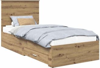 vidaXL Estructura De Cama Con Cabecera Roble Artesanal 90 X 190 Cm Vidaxl