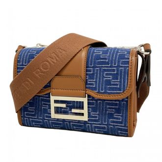 Fendi Blue Canvas Shoulder Bag (Pre-Owned)