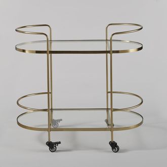Maisons du monde Carrito de servicio de cristal y acero chapado en oro