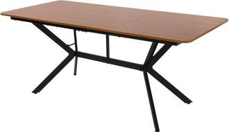 ML Design Ml-design Mesa De Comedor Marr&oacute;n Oscuro 180x80x75 Cm Rectangular Para Seis Personas, Mueble Para Cocina Sal&oacute;n, Estructura De Acero, Dise&ntilde;o Industrial 