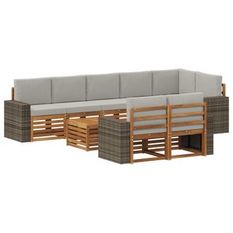 vidaXL Conjunto De Sof&aacute;s De Exterior 9 Uds. Natural Y Gris Claro Vidaxl