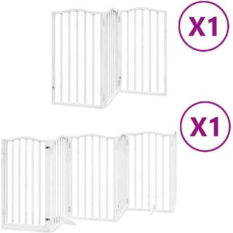 vidaXL Puerta Para Perros Plegable 9 Paneles Madera &Aacute;lamo Blanca 450cm Vidaxl