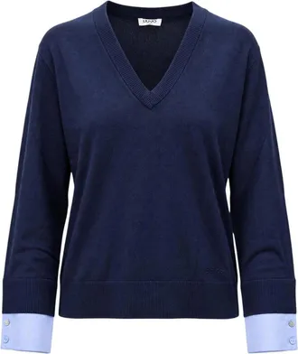 Liu Jo Truien & Vesten, Dames, Blauw, XS, V-neck Truien