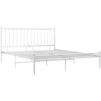 vidaXL Bed Frame without Mattress White Metal 180x200 cm Super King Vidaxl