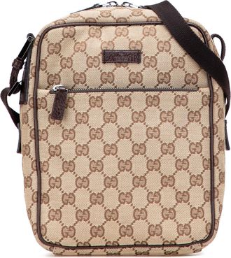 Gucci Pre-owned Womens Gg Monogram Crossbody Adjustable Strap - Tan Textile - One Size