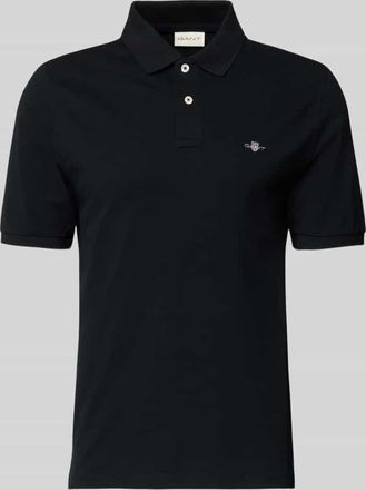 GANT Slim Fit Poloshirt mit Logo-Stitching in Black, Gr&ouml;&szlig;e XXXL
