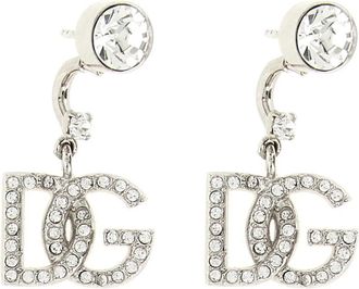 Dolce & Gabbana Accessoires, Dames, Grijs, ONE Size, Oorbellen met hanger voor de feestdagen