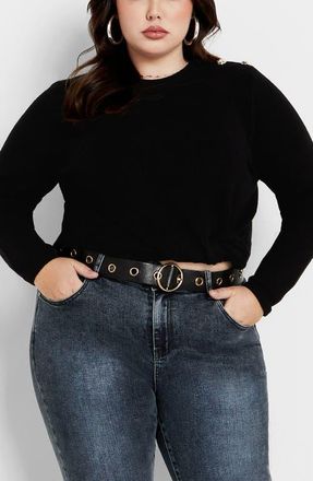 City Chic Royal Tie Hem Sweater in Black at Nordstrom, Size Xxs