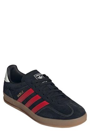 adidas Gazelle Indoor Sneaker in Black/Better Scarlet/Gum at Nordstrom, Size 10.5