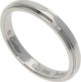 Cartier Silver Platinum 950 Band Ring (Pre-Owned)