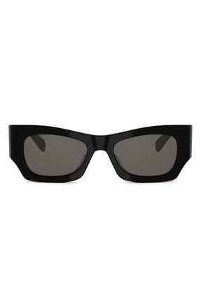 Celine 3 Dots 52mm Cat Eye Sunglasses in Shiny Black /Smoke at Nordstrom