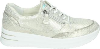 Waldl&auml;ufer Gouden Sportieve Lage Schoenen met Uitneembaar Voetbed - Dames - Sneakers - Beige - 38 1/2 EU - Leer - Schoenen