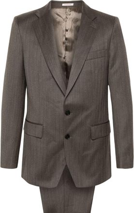 Fursac herringbone single-breasted suit - men - Virgin Wool/Viscose/Polyester - 48 - Brown