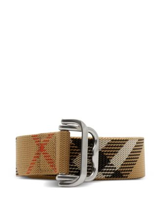 Burberry checked webbing belt - unisex - Polyamide/Polyurethane/Cotton - S - Neutrals