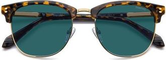 Polaroid 53mm Polarized Rectangular Sunglasses in Havana/Blue at Nordstrom