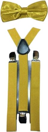 Generic L&L Adult Matching Suspenders Braces and Pre-Tied Bow Tie 2pcs Sets Fancy Dress Costume (Gold)