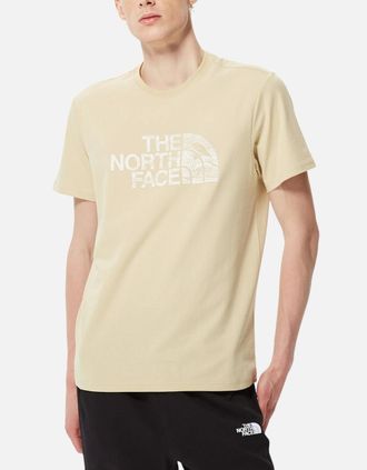 The North Face Mens The North Face Mens T Shirts Woodcut Dome Short Sleeve Crew Neck Soft Cotton Tee - Cream - Size: 42