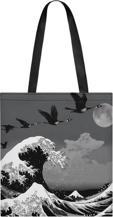 Generic Japanese The Great Wave Off Kanagawa Tote Bag for Women Men Shoulder Bags Purses Pouch Handbags