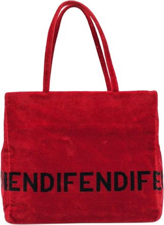 Fendi Red Color Leather Shoulder Bag Tote Bag (Pre-Owned)