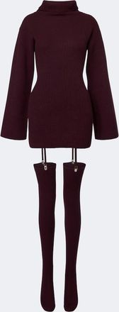 Aya Muse Cursa ribbed-knit wool minidress and tights set