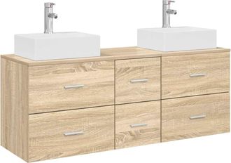 vidaXL Juego De Muebles De Ba&ntilde;o 3 Uds. Roble Sonoma Vidaxl