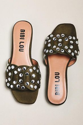 Bibi Lou Studded Faux Suede Slides