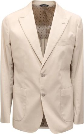 Dolce & Gabbana Italiaanse katoenmix blazer - Heren - Blazers - Beige - M - Katoen - Jassen