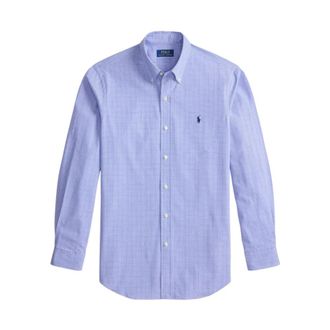 Polo Ralph Lauren Overhemden, Heren, Blauw, M, Katoen, Button-Down Collar Checked Cotton Oxford Shirt