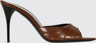 Saint Laurent Sandali mules Babylone in pelle con tacco e monogramma YSL