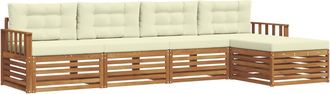 vidaXL Conjunto De Sof&aacute;s De Exterior 5 Uds. Natural Y Crema Vidaxl