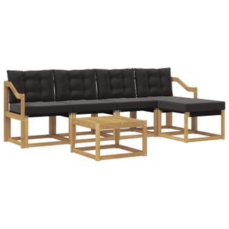 vidaXL Conjunto De Sof&aacute;s De Exterior Con Coj&iacute;n 6 Pcs Blanco Y Negro Vidaxl