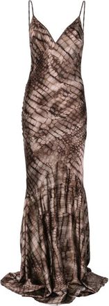 Elisabetta Franchi V-neck Printed Maxi Dress