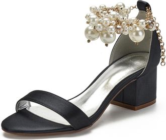 Miyoopark Comfortable Wedding Shoes for Women Block Low Heel Evening Sandals M536 Black UK 6.5