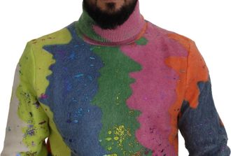 Dolce & Gabbana Mens Multicolor Mohair Turtleneck Nylon Wool