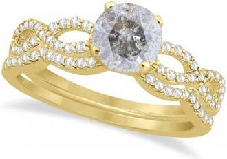 Allurez Twisted Infinity Round Salt & Pepper Diamond Bridal Ring Set 14k Yellow Gold (0.63ct)